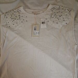 Ramy Brook White Top with Silver Accents